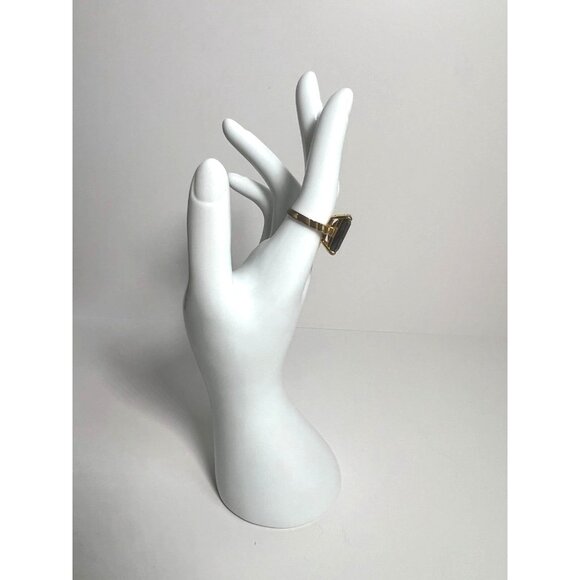 SETA Vintage 14K Gold-Plated Smoky Quartz Emerald-Cut Statement Ring Sz 8 - Picture 2 of 10